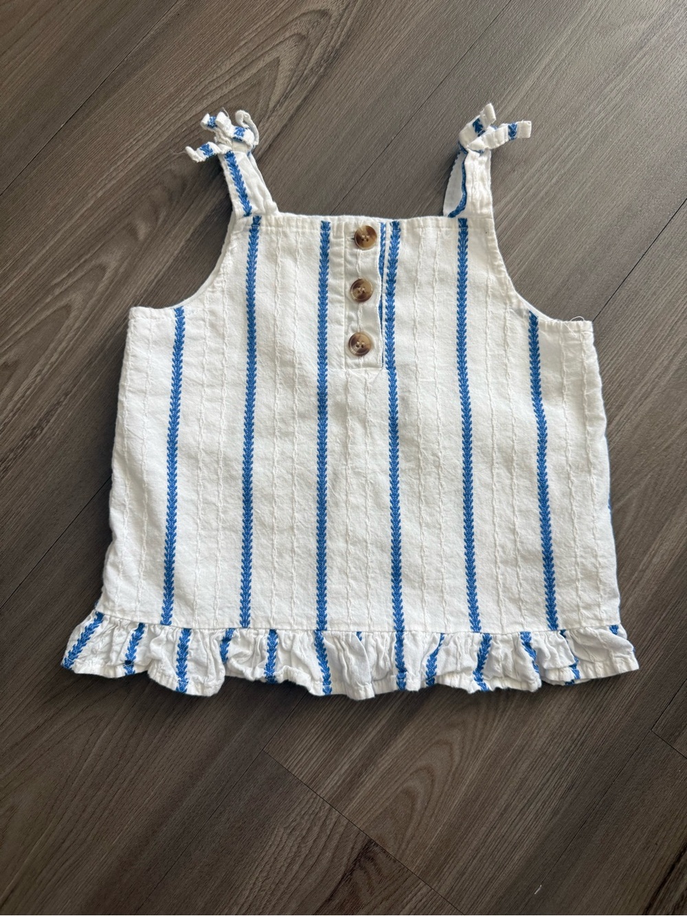 Rachel Zoe Girls Stripe Top with Blue Stripes and Ruffle Hem 5